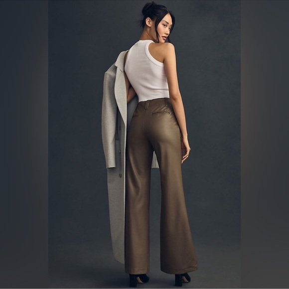 Anthropologie Maeve The Naomi Wide-Leg Flare Pants Faux Leather Edition - Picture 7 of 7